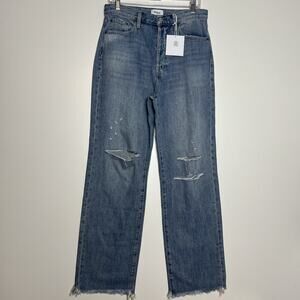 Pistola Cassie Super High Rise Straight Nayview Distressed Jeans Siz 30